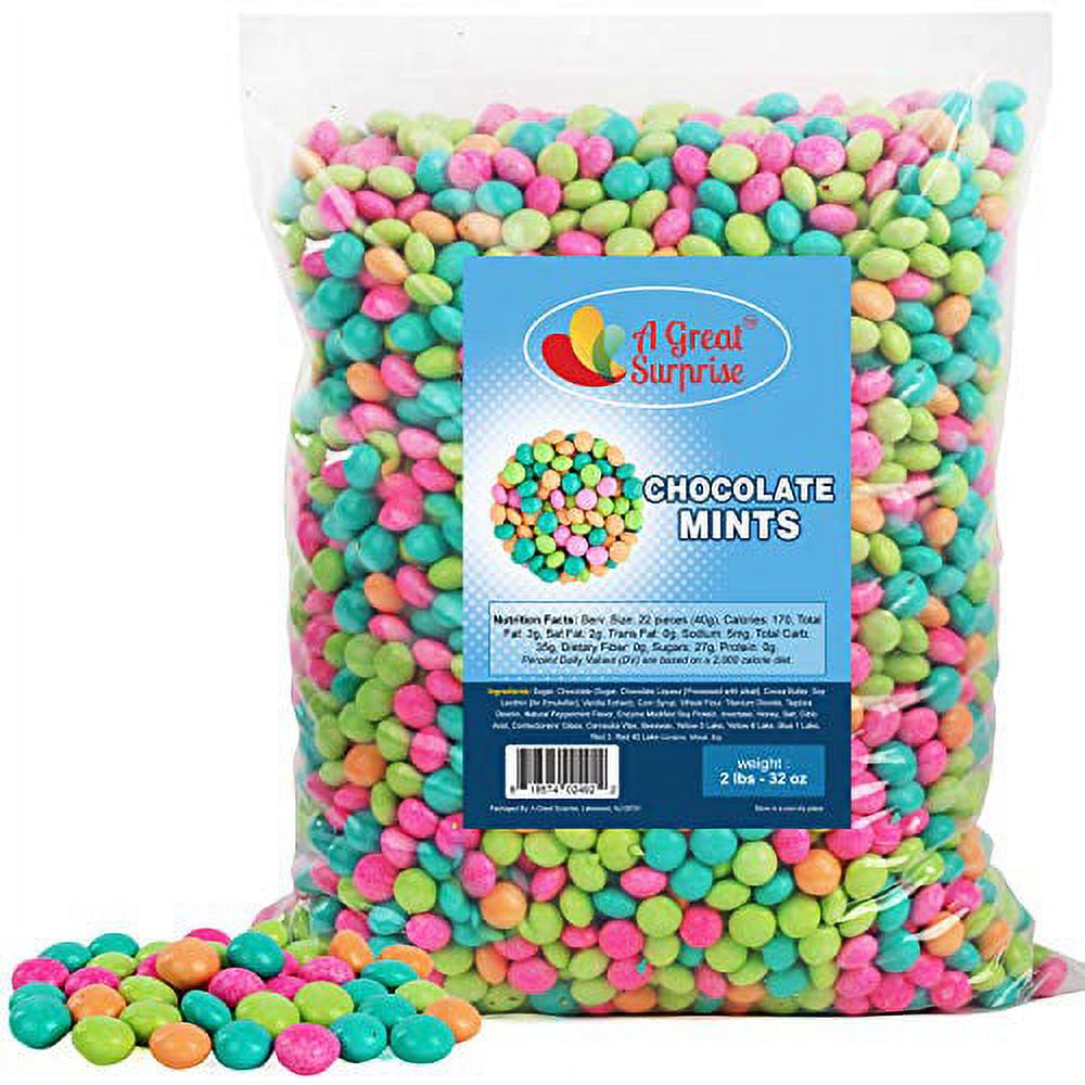 Pastel Candy - Chocolate Mints - After Dinner Mints - Pastel Candy -  Chocolate Lentils - 2 LB
